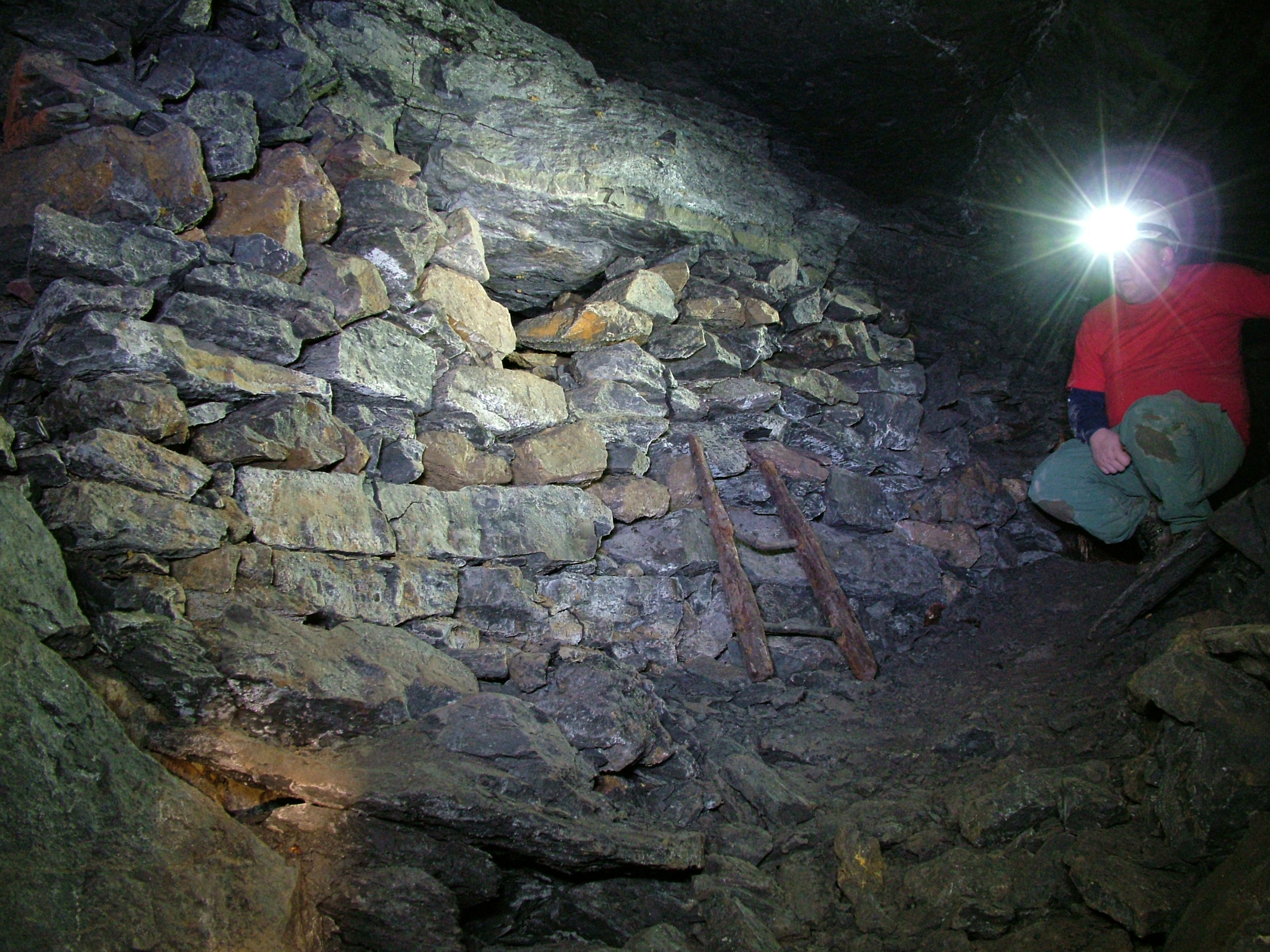Geraint Jones inspecting a wall of deads